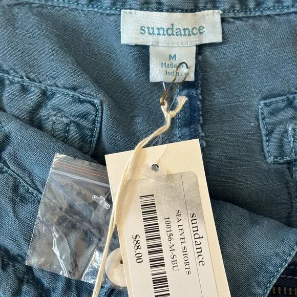 Sundance Sea Level Blue Casual Drawstring Shorts Size M Cotton-Linen Blend - Picture 2 of 8
